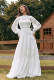 Ivory Lace Wedding Dress with Long Sleeves