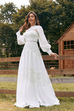 Ivory Lace Wedding Dress with Long Sleeves