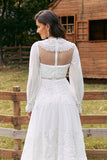 Ivory Lace Wedding Dress with Long Sleeves