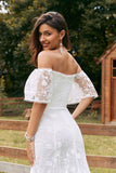 Ivory Mermaid Lace  Off the Shoulder Appliqued Wedding Dress