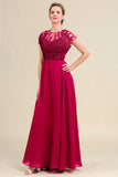 Glitter Burgundy A-Line Mother of the Bride Dress with Lace