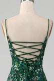 Mermaid Lace-Up Back Dark Green Prom Dress with Appliques