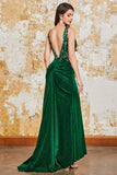 Sparkly Dark Green Mermaid Prom Dress with Slit