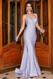 Lilac Mermaid Halter Neck Backless Long Prom Dress