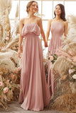 Elegant Strapless Chiffon Bridesmaid Dress