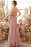 Elegant Strapless Chiffon Bridesmaid Dress