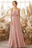 Elegant Strapless Chiffon Bridesmaid Dress