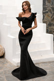 One Shoulder Mermaid Black Holiday Party Dress