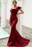 One Shoulder Mermaid Black Holiday Party Dress