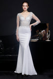 White Applique Mermaid Prom Dress