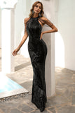 Black Sequin Mermaid Holiday Party Dress