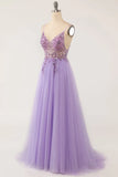 Light Blue Beaded Tulle Spaghetti Straps Prom Dress