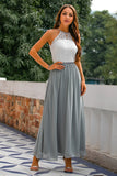 Grey Open Back Long Bridesmaid Dress