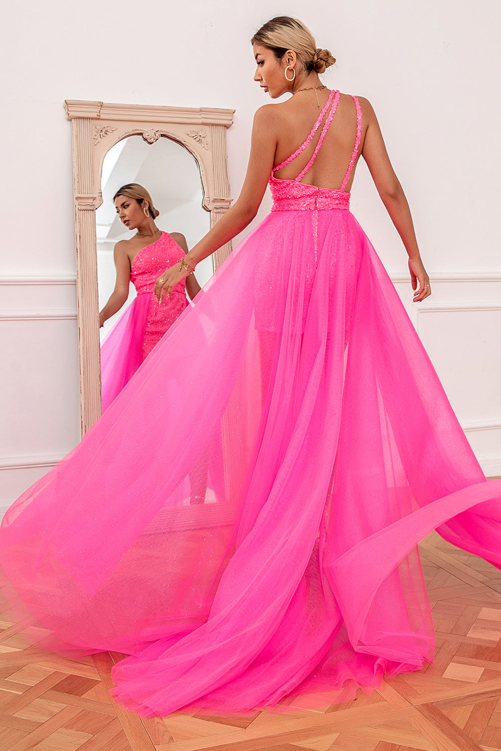 Pink long evening gowns hotsell