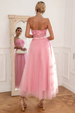 Gorgeous A Line Strapless Pink Prom Dress with Appliques