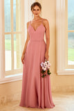 Blush Long Boho Bridesmaid Dress