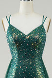 Sparkly Dark Green Beaded Long Prom Dress